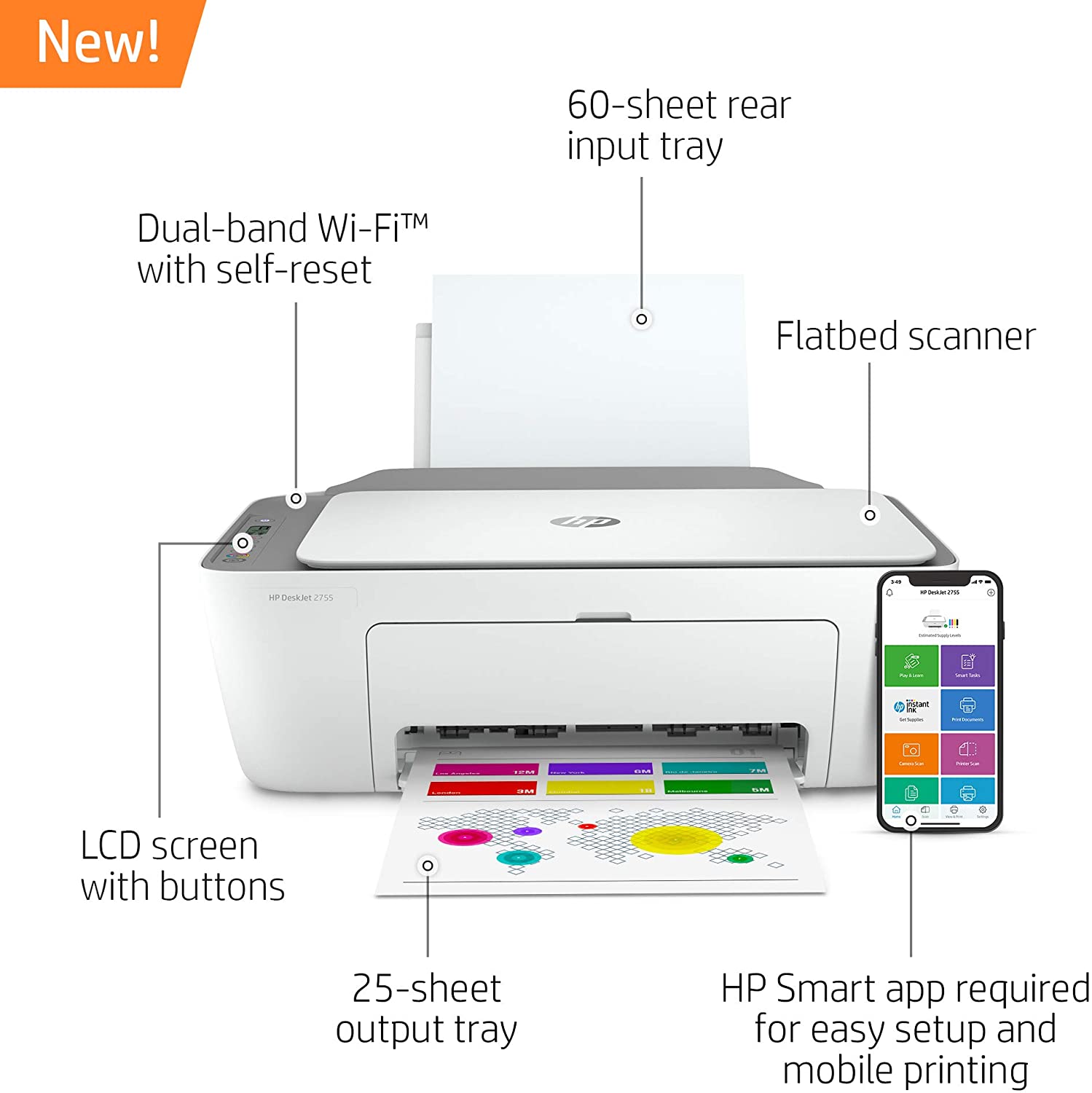 HP DeskJet 2755 Wireless All-in-One Printer, Mobile Print, Scan & Copy, HP Instant Ink Ready, Works with Alexa (3XV17A) HP DeskJet 2755 Wireless All-in-One Printer, Mobile Print, Scan & Copy, HP Instant Ink Ready, Works with Alexa (3XV17A)